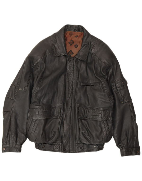 FATIGUE Chaqueta de cuero para hombre UK 38 Medium Black Leather