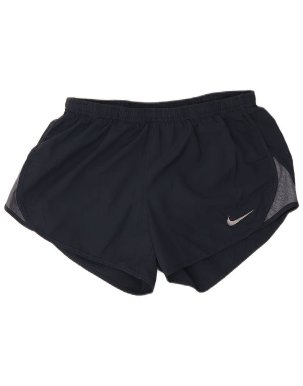 Nike Womens Dri Fit Sport Shorts UK 8 Small Navy Blue Colourblock Polyester