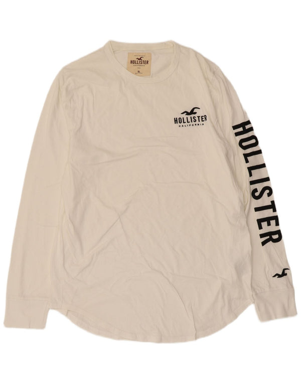 Hollister Hombre Graphic Top Manga Larga XL Algodón Blanco