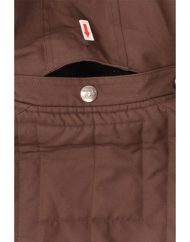 Vintage hombres con capucha chaqueta bomber Reino Unido 38 marrón medio colorblock poliéster