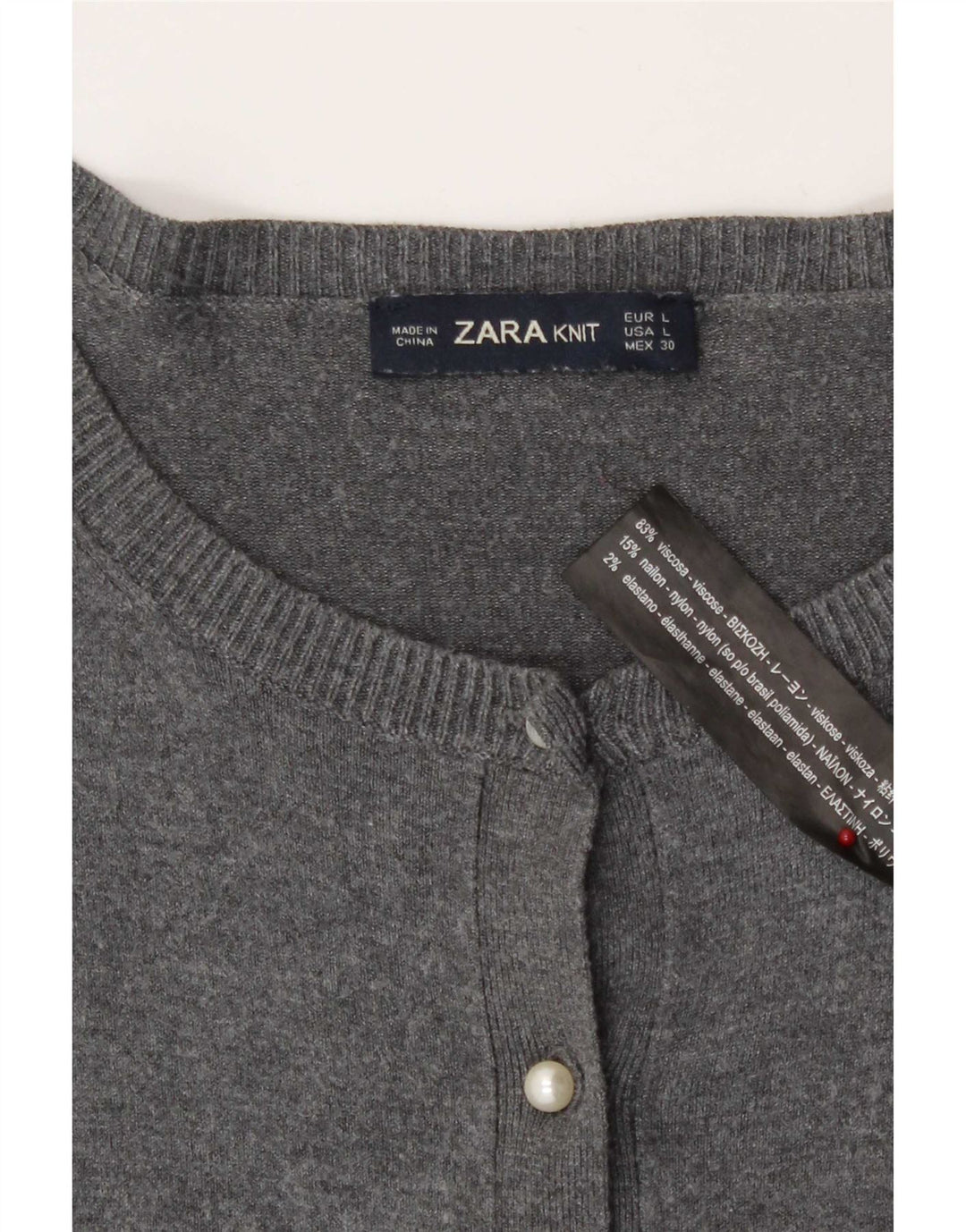 Zara Mujer Cárdigan Suéter UK 44 Grande Viscosa Gris