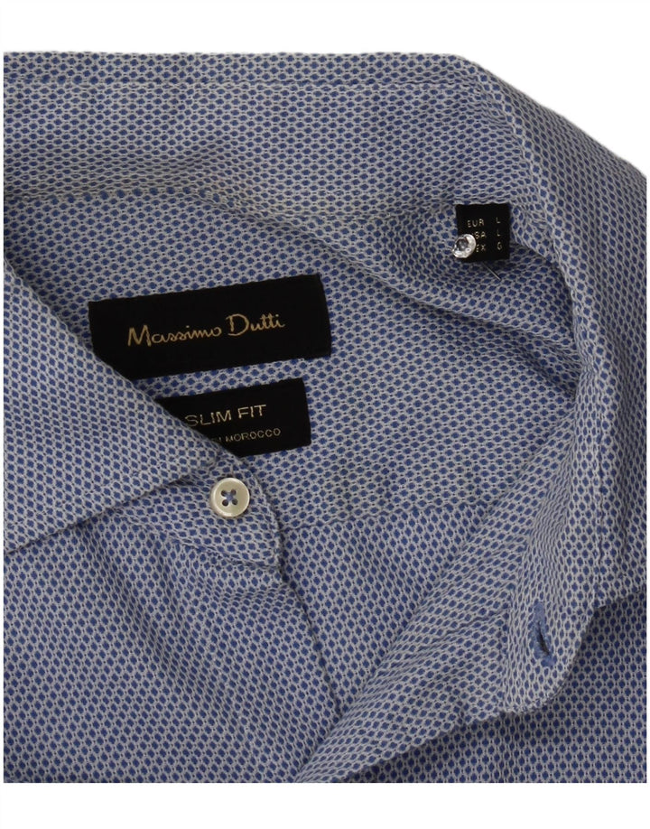 Massimo Dutti Hombre Camisa Slim Fit Grande Azul Geométrico