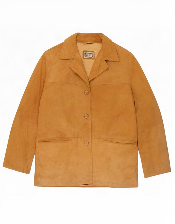 Vintage mujer chaqueta de ante IT 46 cuero marrón grande
