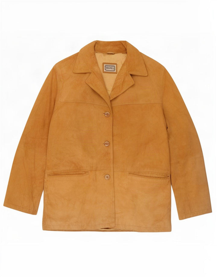 Vintage mujer chaqueta de ante IT 46 cuero marrón grande