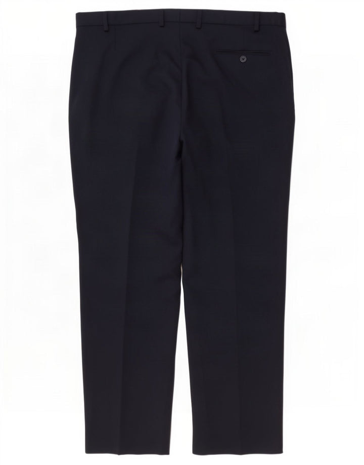 Marks & Spencer Pantalón de traje de corte regular para hombre W44 L31 Poliéster azul marino
