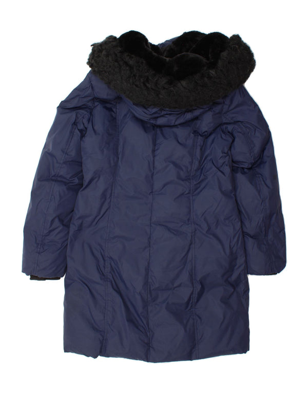 DKNY Womens Hooded Padded Coat UK 10 Small Navy Blue Polyester