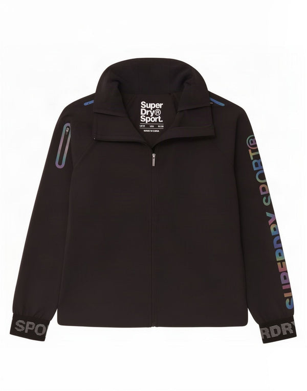 Superdry Mujer Chaqueta Top De Chándal Con Gráfico UK 40 Small Black Colorblock