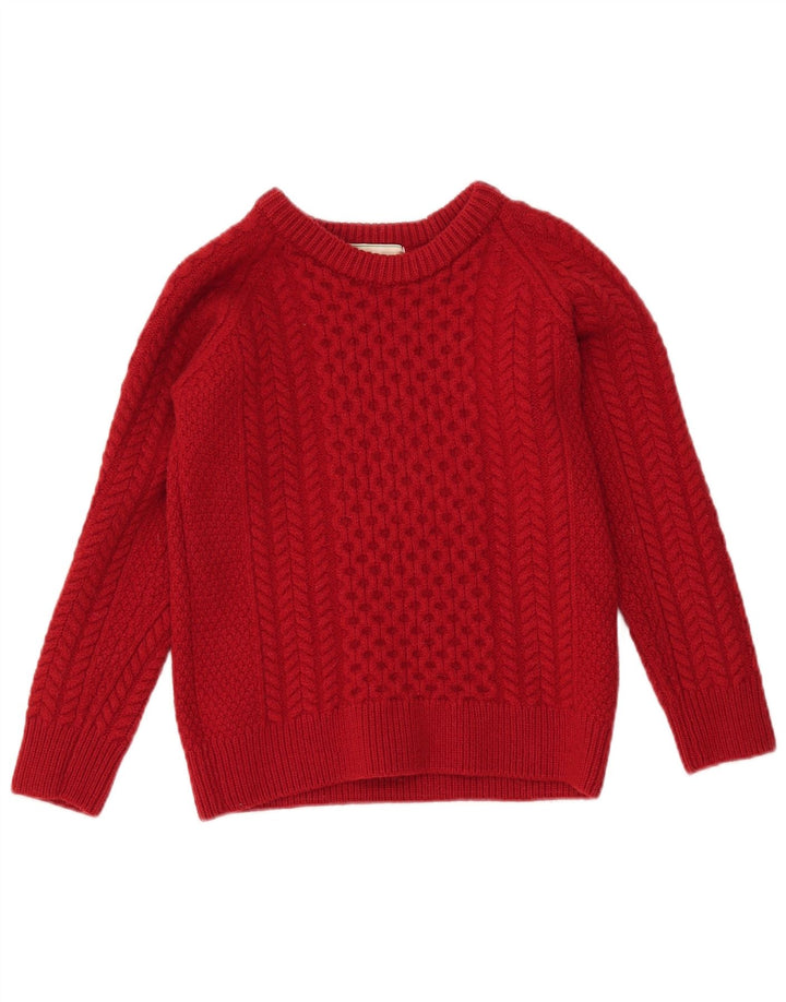 ORIGINAL ARAN CO. Suéter tipo jersey con cuello barco para mujer Reino Unido 12 Lana roja mediana