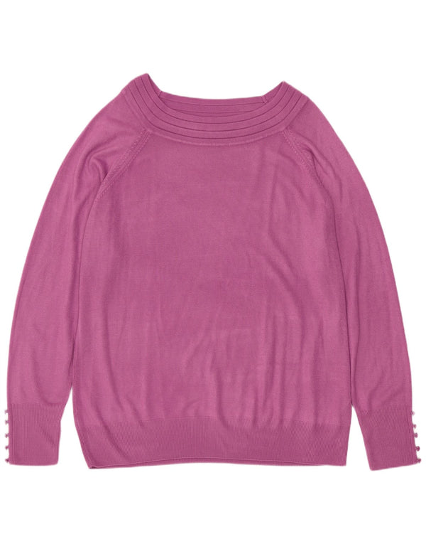 Marks & Spencer Jersey con Cuello Barco para Mujer UK 22 2XL Acrílico Púrpura