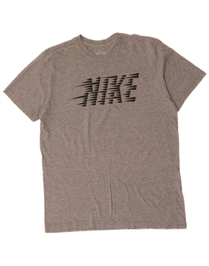 Nike Camiseta de corte regular con gráfico para hombre Top de algodón moteado en gris medio