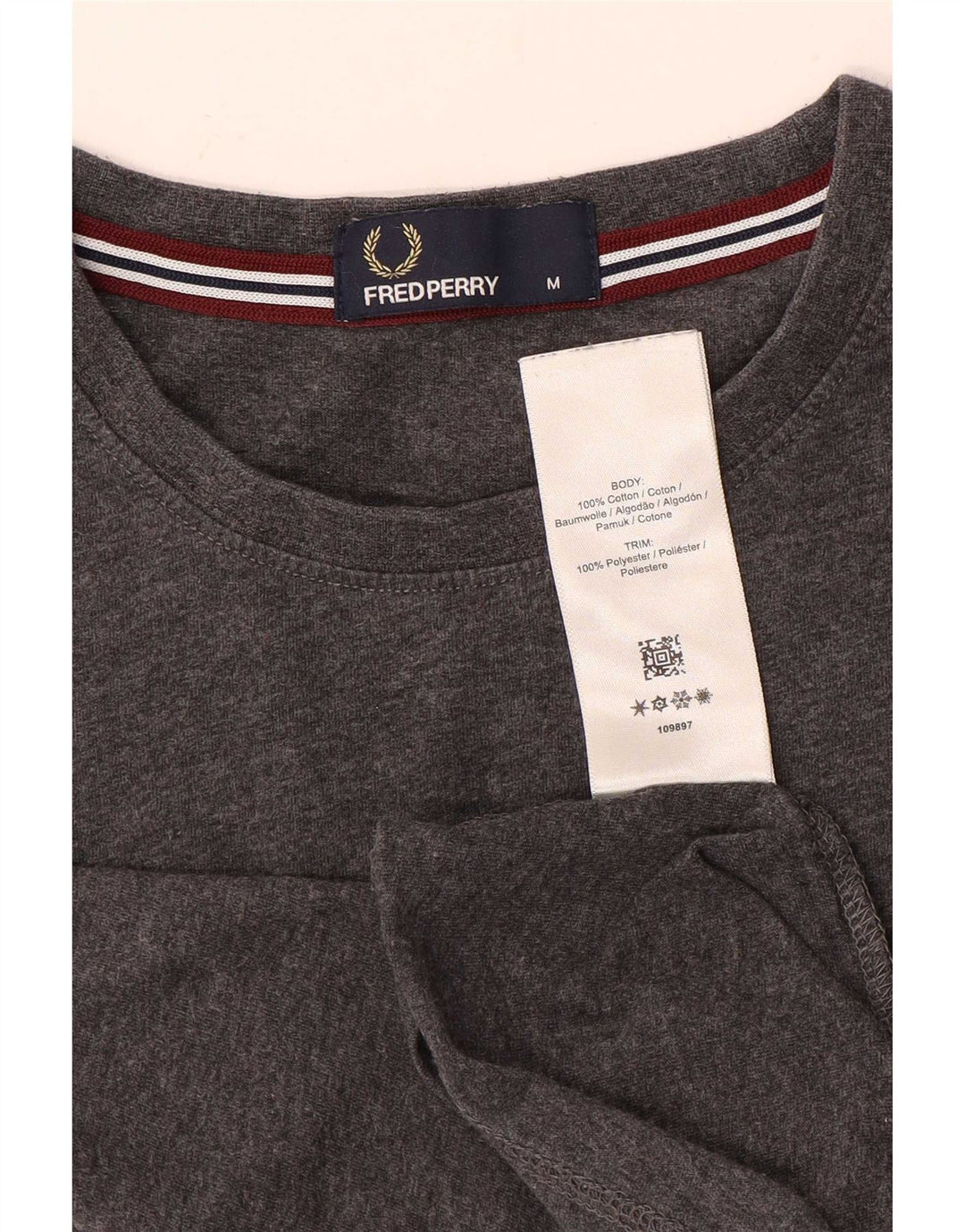 Camiseta Fred Perry Hombre Top Algodón Moteado Gris Medio