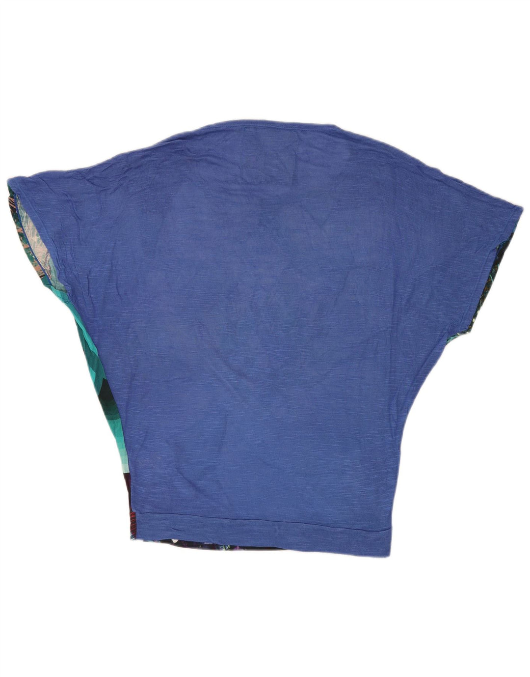 DESIGUAL Blusa de Ala de Murciélago para Mujer Top UK 10 Small Blue Floral Viscosa