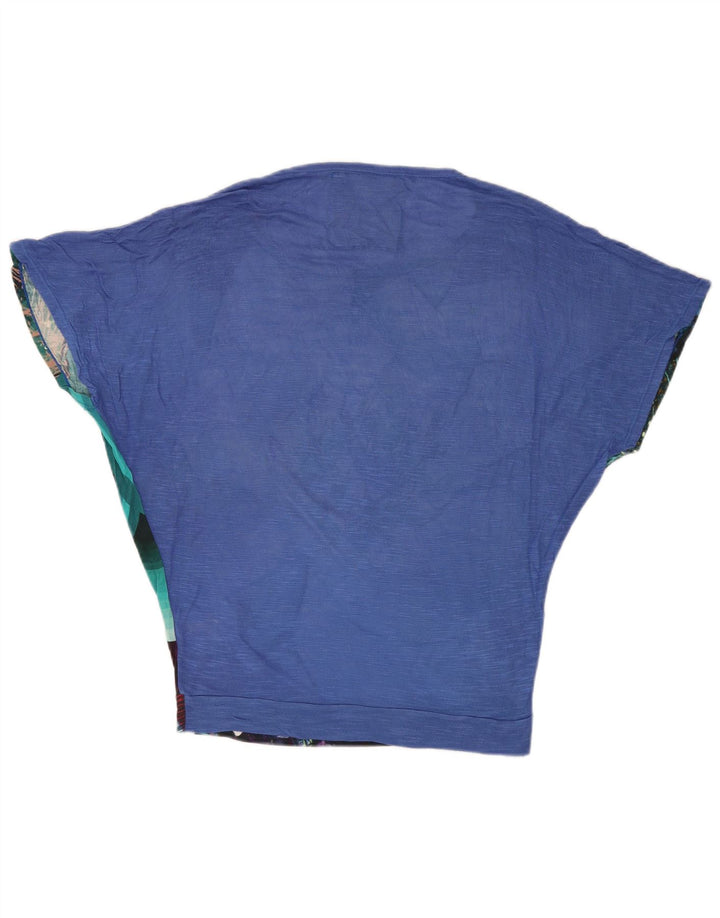 DESIGUAL Blusa de Ala de Murciélago para Mujer Top UK 10 Small Blue Floral Viscosa