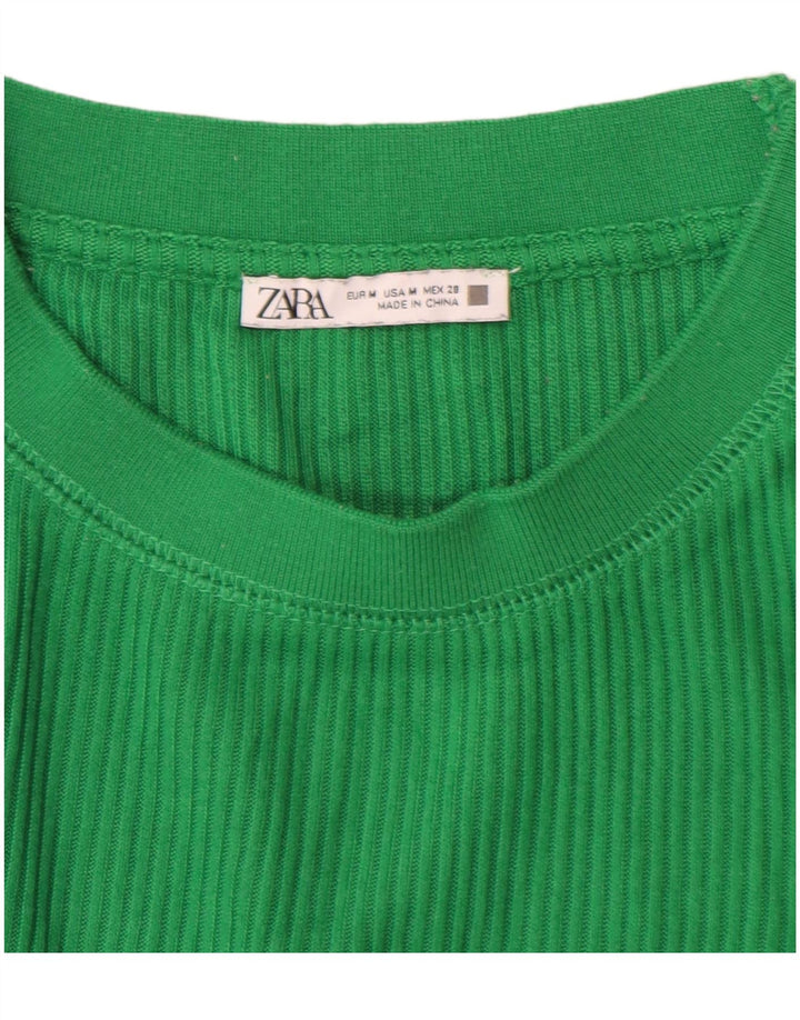 ZARA Mujer Top Manga Larga ES 44 Verde Medio
