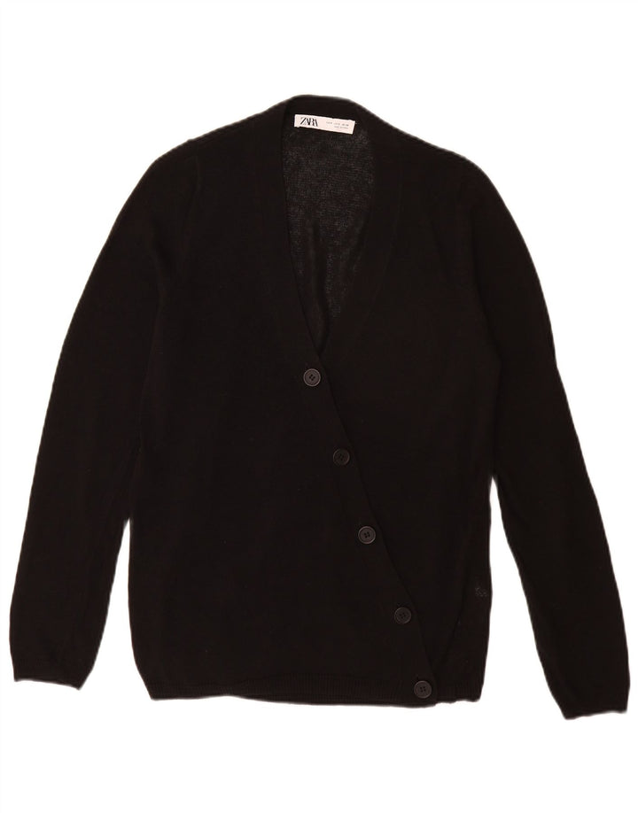 Zara Mujer Cárdigan Suéter UK 10 Small Acrílico Negro