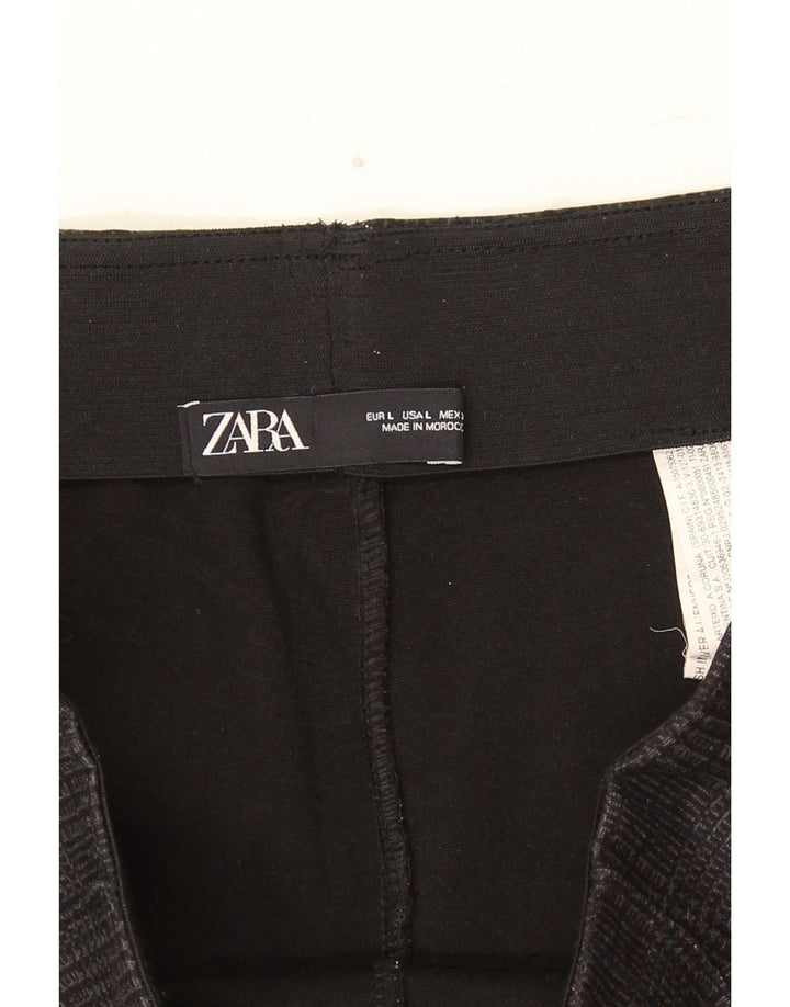 Zara Mujer Pantalones Cortos Delgados Grande W32 L26 Poliéster De Pata De Gallo Gris