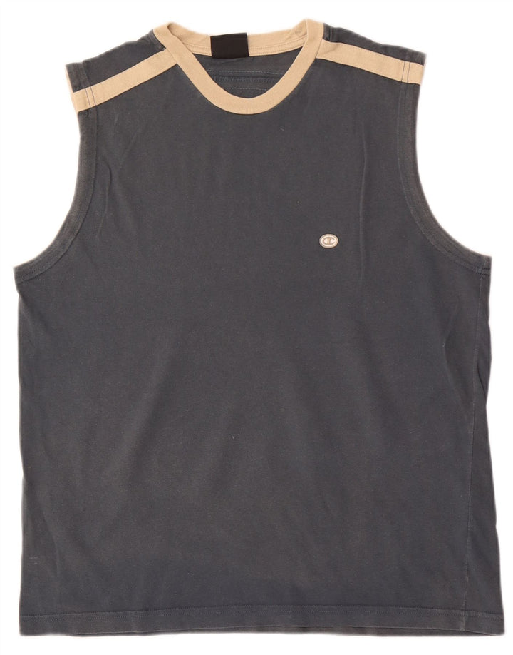 CHAMPION Camiseta sin mangas para hombre de algodón gris color block grande