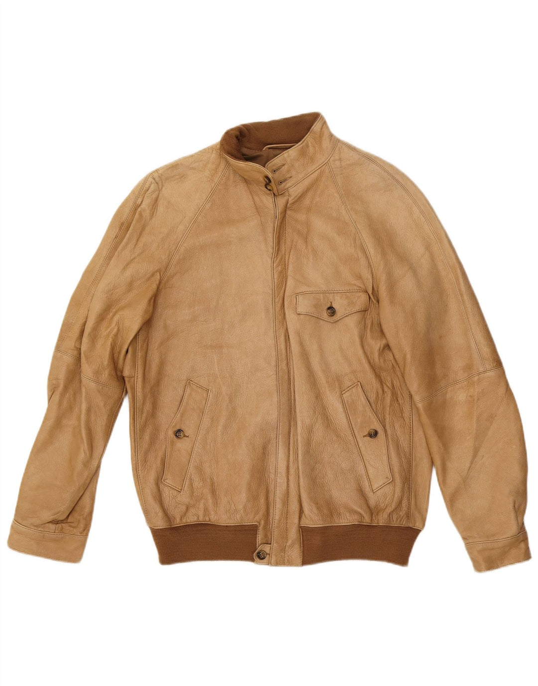 VINTAGE Chaqueta de cuero para hombre Reino Unido 38 Cuero beige medio