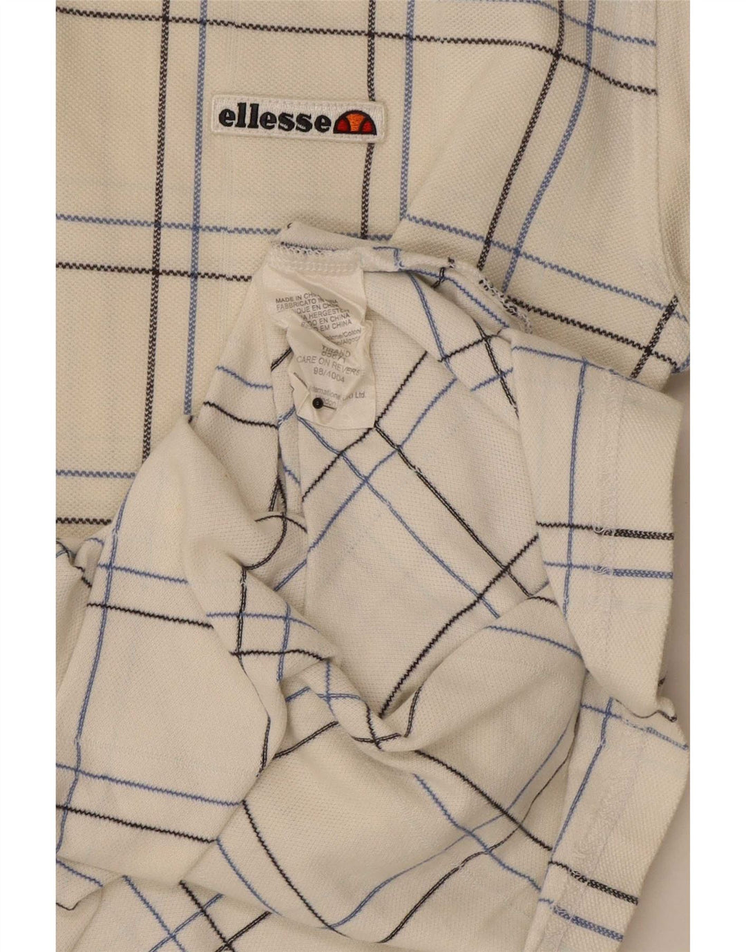Polo Ellesse Hombre De Algodón A Cuadros Blanco Mediano
