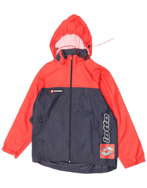 Lotto Chaqueta impermeable con capucha y gráfico para hombre UK 38 Medium Red Colourblock Nylon