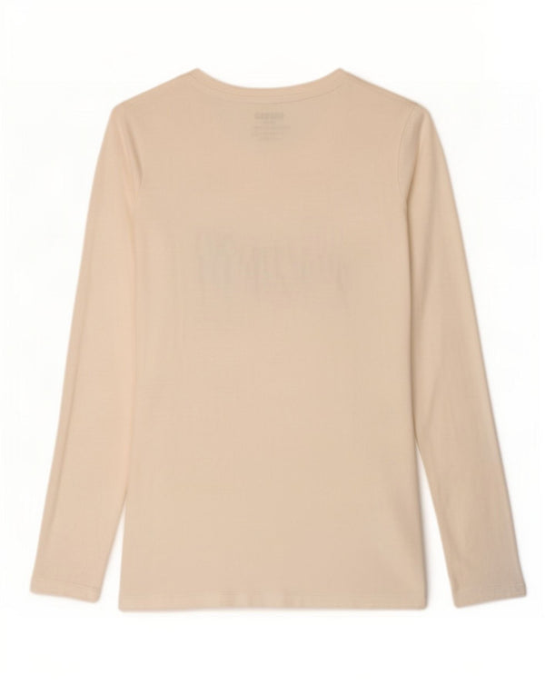 Guess Top gráfico para mujer de manga larga UK 6 XS Off White Cotton