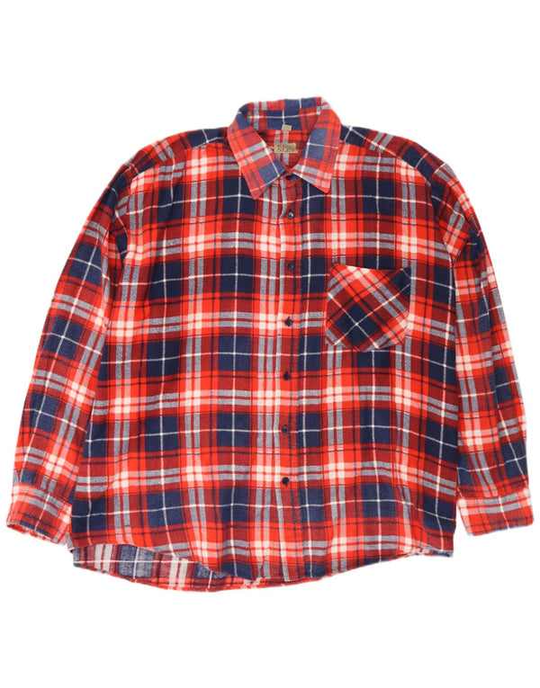 Camisa de franela vintage para hombre XL Algodón a cuadros rojos