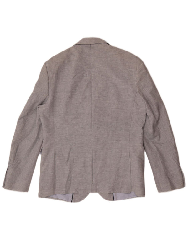Marks & Spencer Chaqueta tipo blazer ajustada con 2 botones para hombre, talla 42, grande, a rayas azules