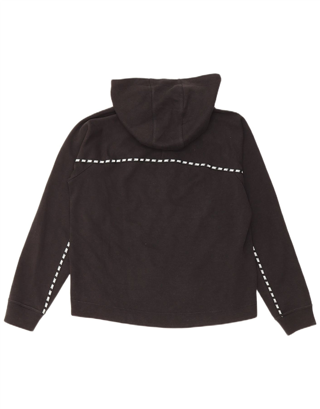 NIKE Sudadera con capucha y cuello con cremallera para mujer, talla grande, color negro