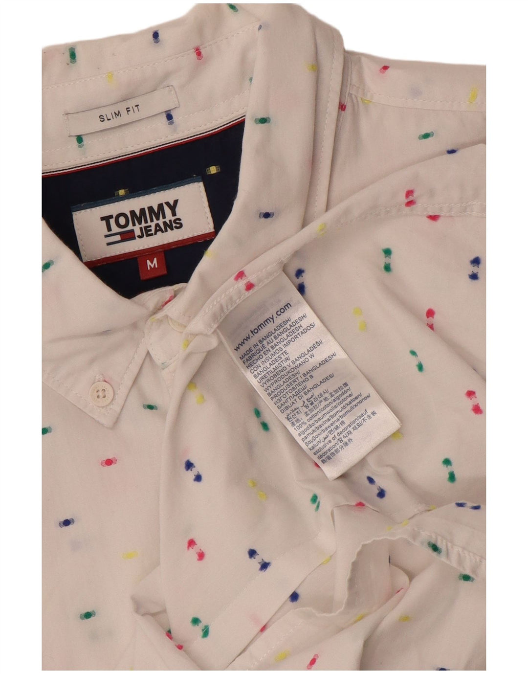 Camisa Tommy Hilfiger Slim Fit de algodón con lunares blancos medianos