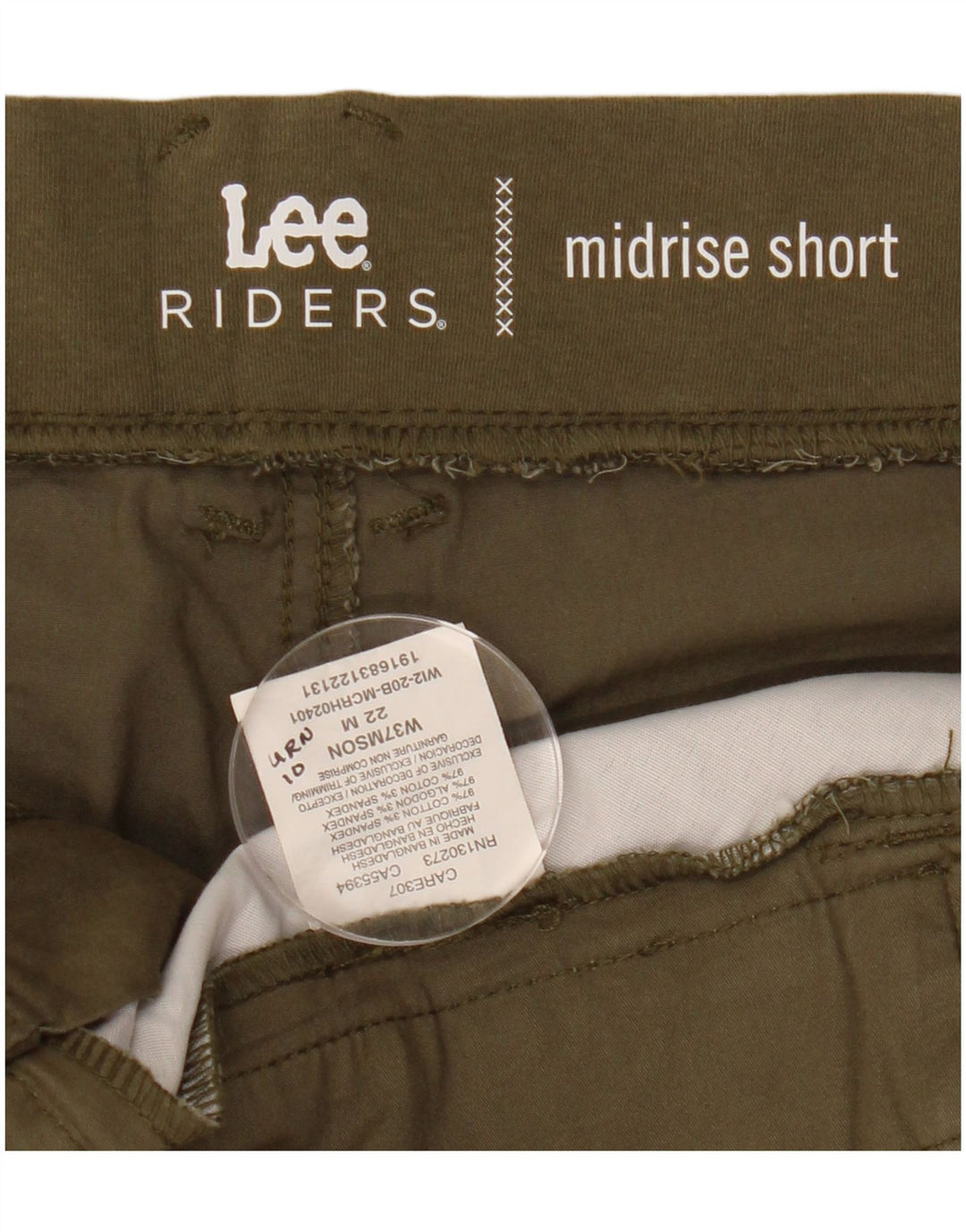 LEE Pantalones cortos chinos Riders Mid Rise para mujer US 22 3XL W44 Algodón caqui
