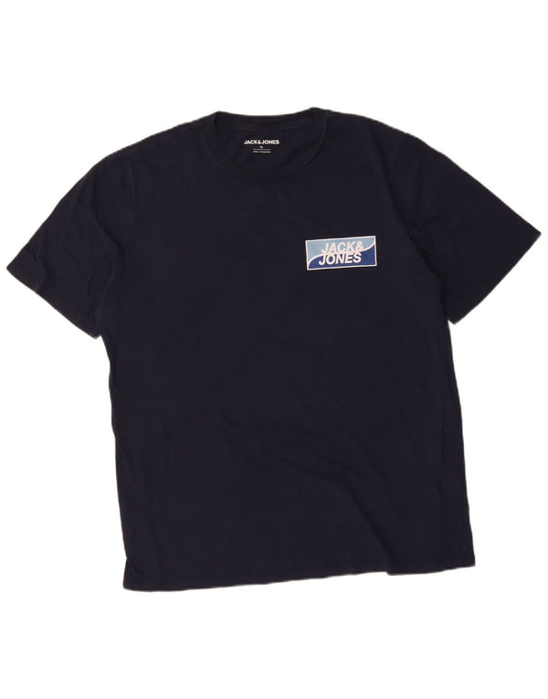 Jack & Jones Hombre Camiseta Gráfica Top XL Azul Marino Algodón