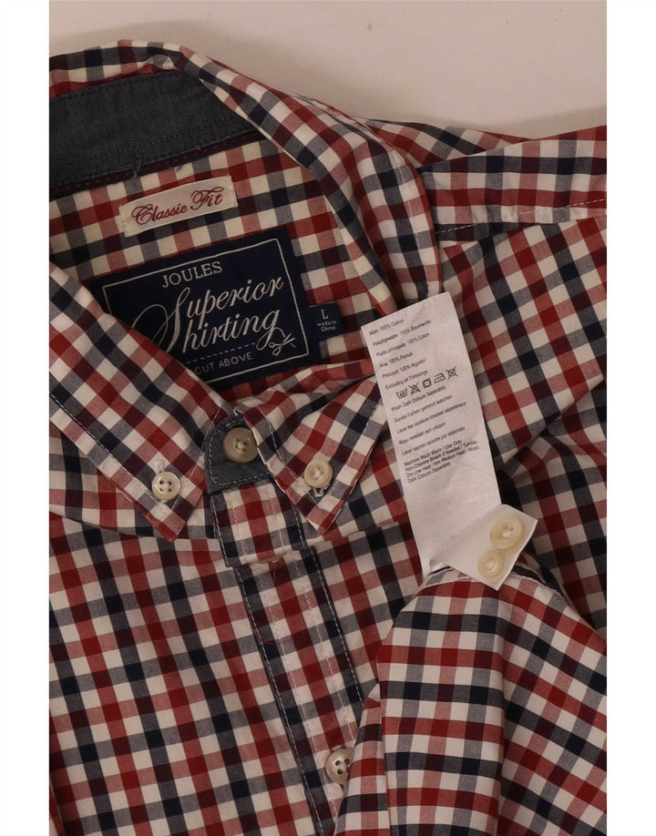 Camisa de corte clásico para hombre Joules Algodón a cuadros rojo grande