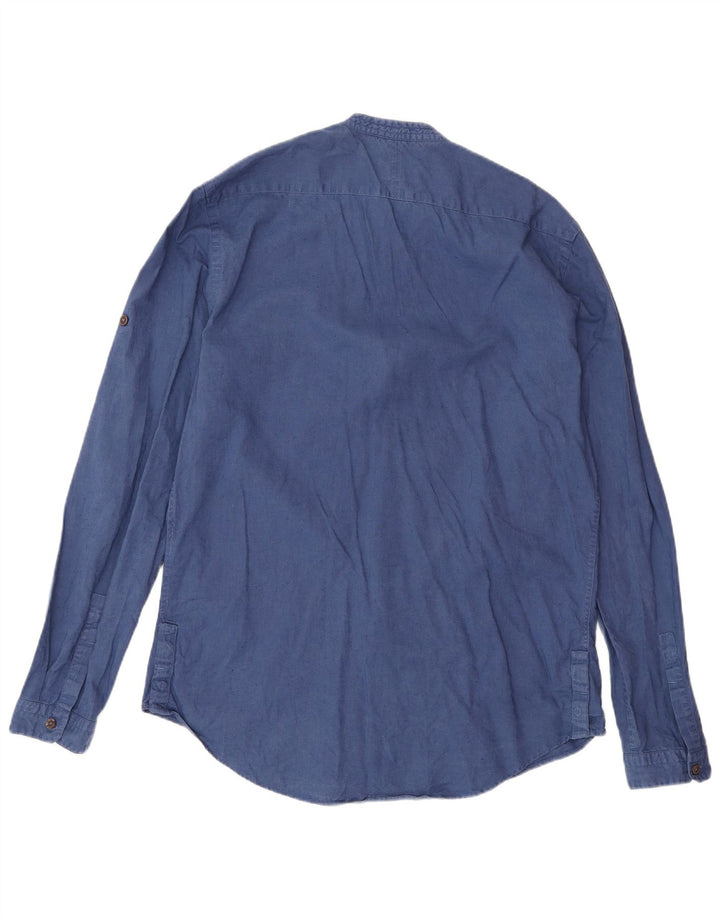 Zara Hombre Camisa Slim Fit Lino Azul Grande