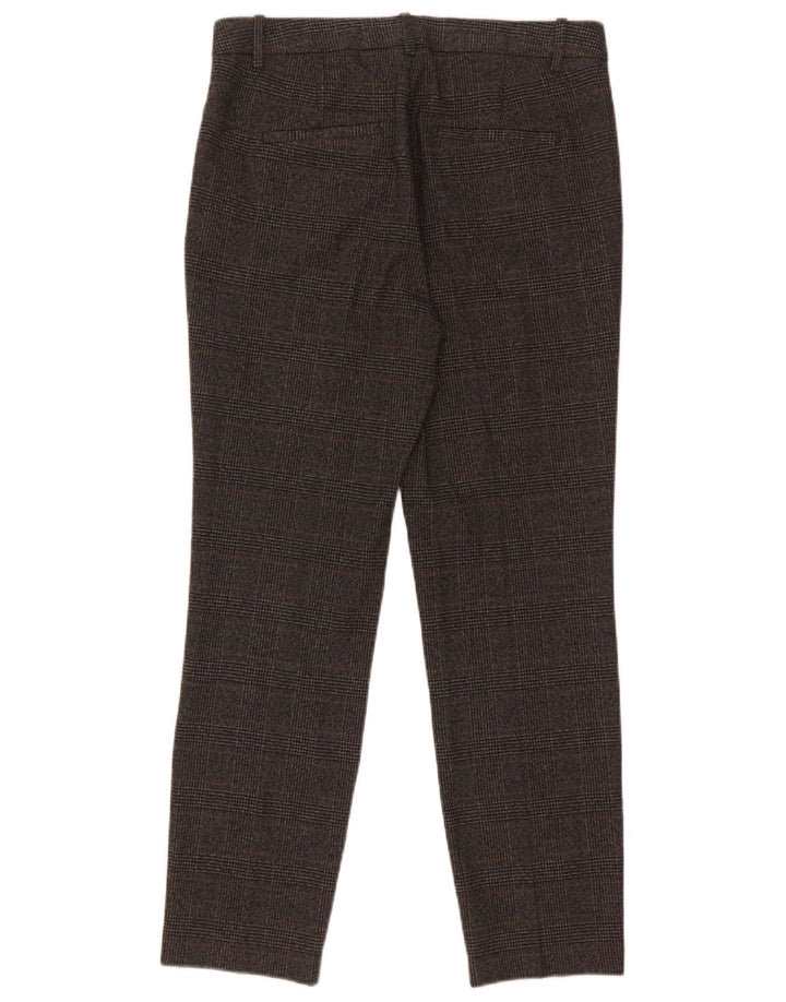 Zara Mujer Pantalón Chino Slim Medium W28 L27 Gris Pata De Gallo Poliéster