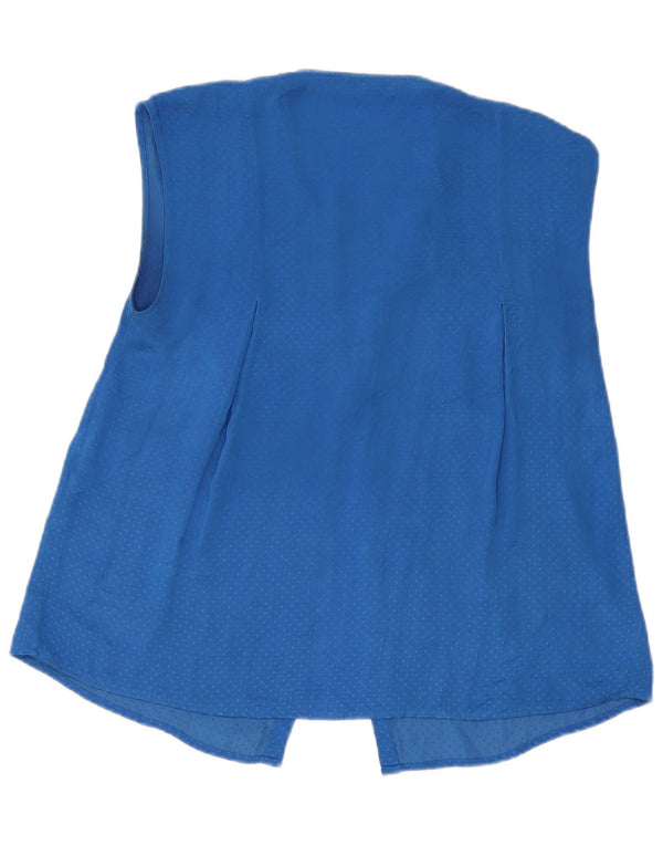 ZARA Blusa tipo camisa sin mangas para mujer UK 40 Small Blue Spotted