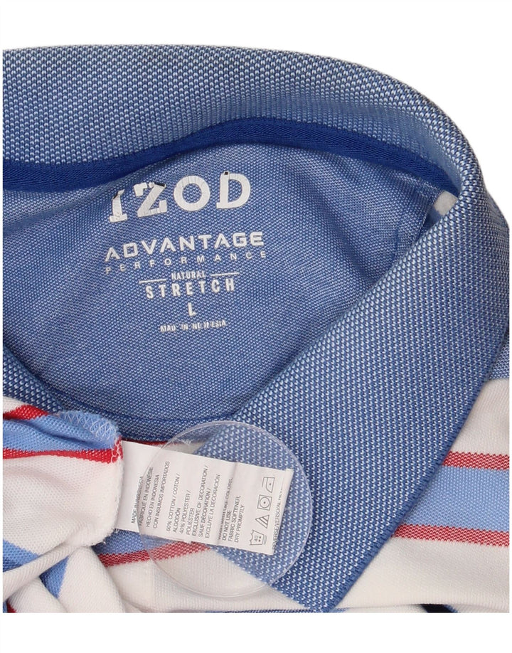 Izod Polo Elástico Para Hombre De Algodón A Rayas Blanco Grande