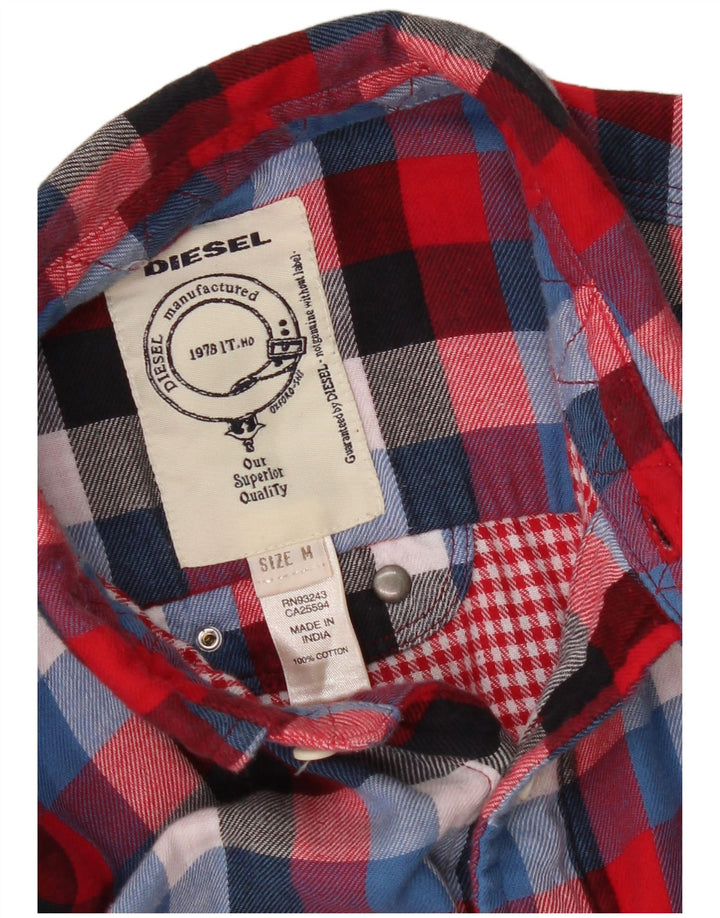 Camisa De Franela De Algodón A Cuadros Rojo Mediano Diesel Hombre