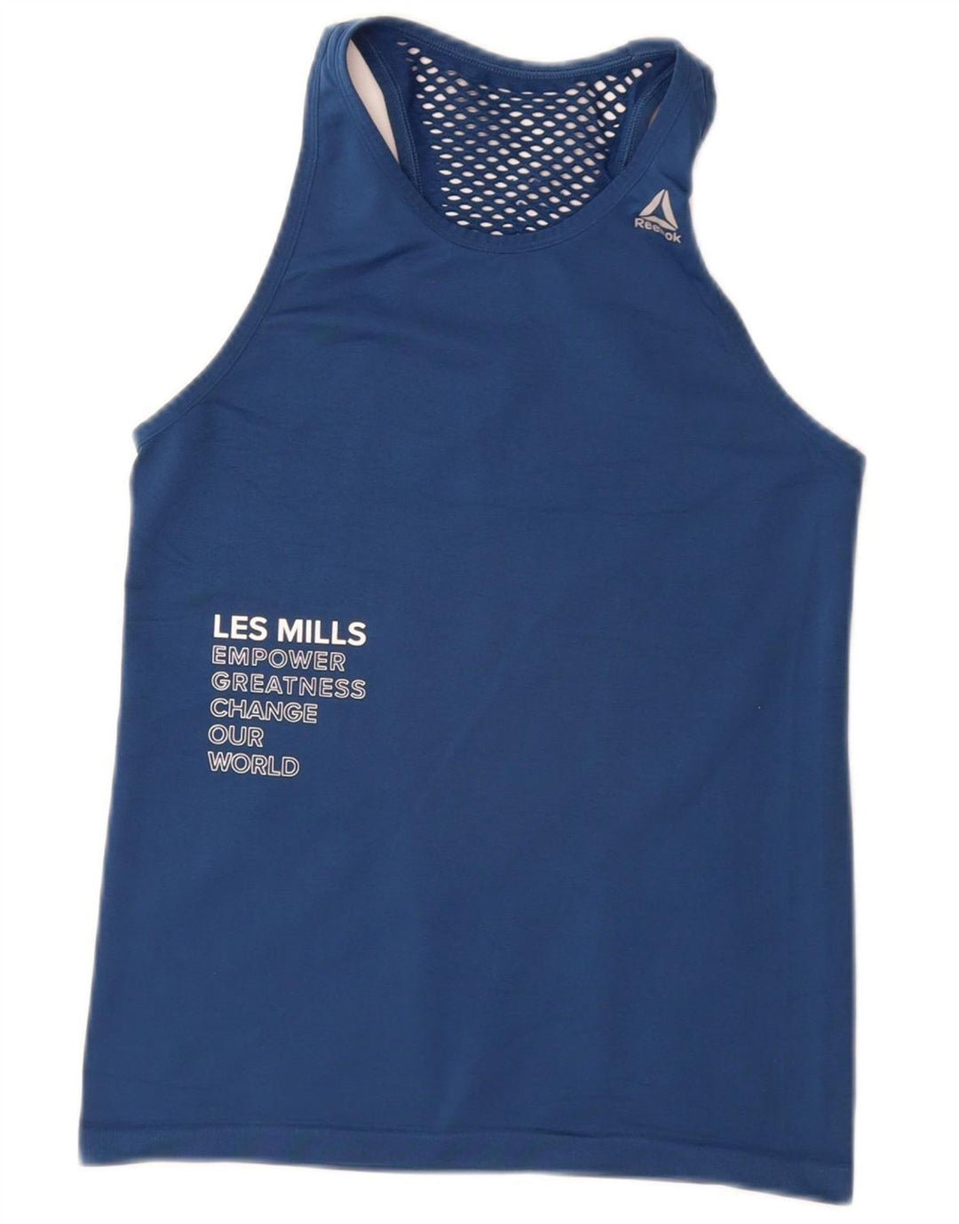 REEBOK Camiseta sin mangas con gráfico Les Mills para mujer UK 8 Small Azul marino