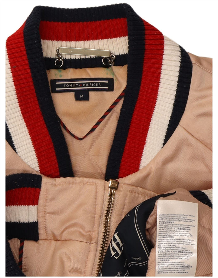 TOMMY HILFIGER Womens Graphic Varsity Jacket UK 14 Medium Pink Heart