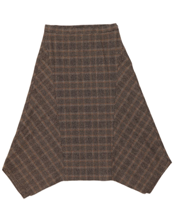 Falda Asimétrica Mujer Massimo Dutti EU 40 Medium W30 Lana Cuadros Gris