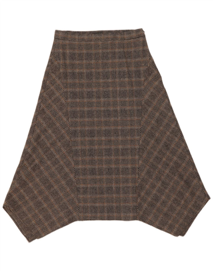Falda Asimétrica Mujer Massimo Dutti EU 40 Medium W30 Lana Cuadros Gris