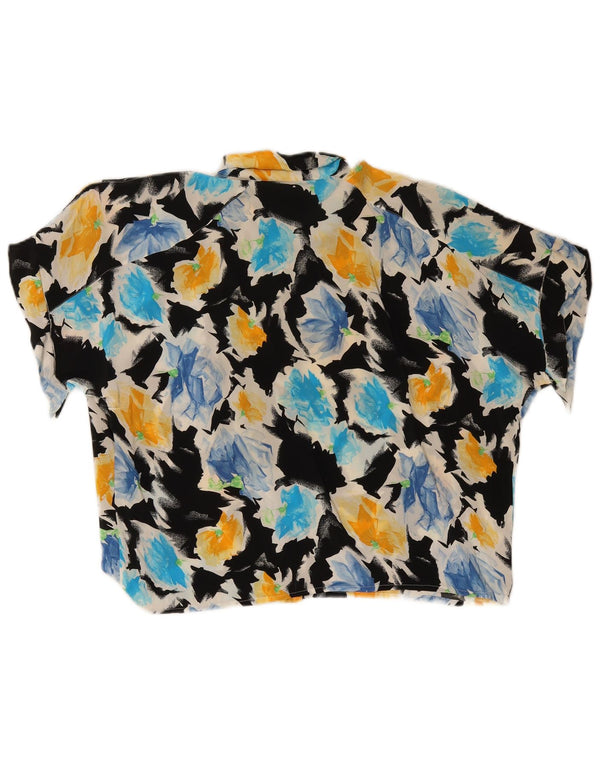 Vintage mujer manga corta camisa blusa Reino Unido 18 XL multicolor floral