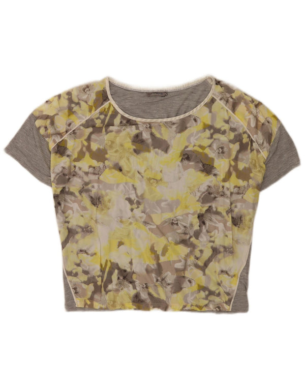 Calvin Klein Jeans Womens Graphic T-Shirt Top UK 14 Medium Grey Floral