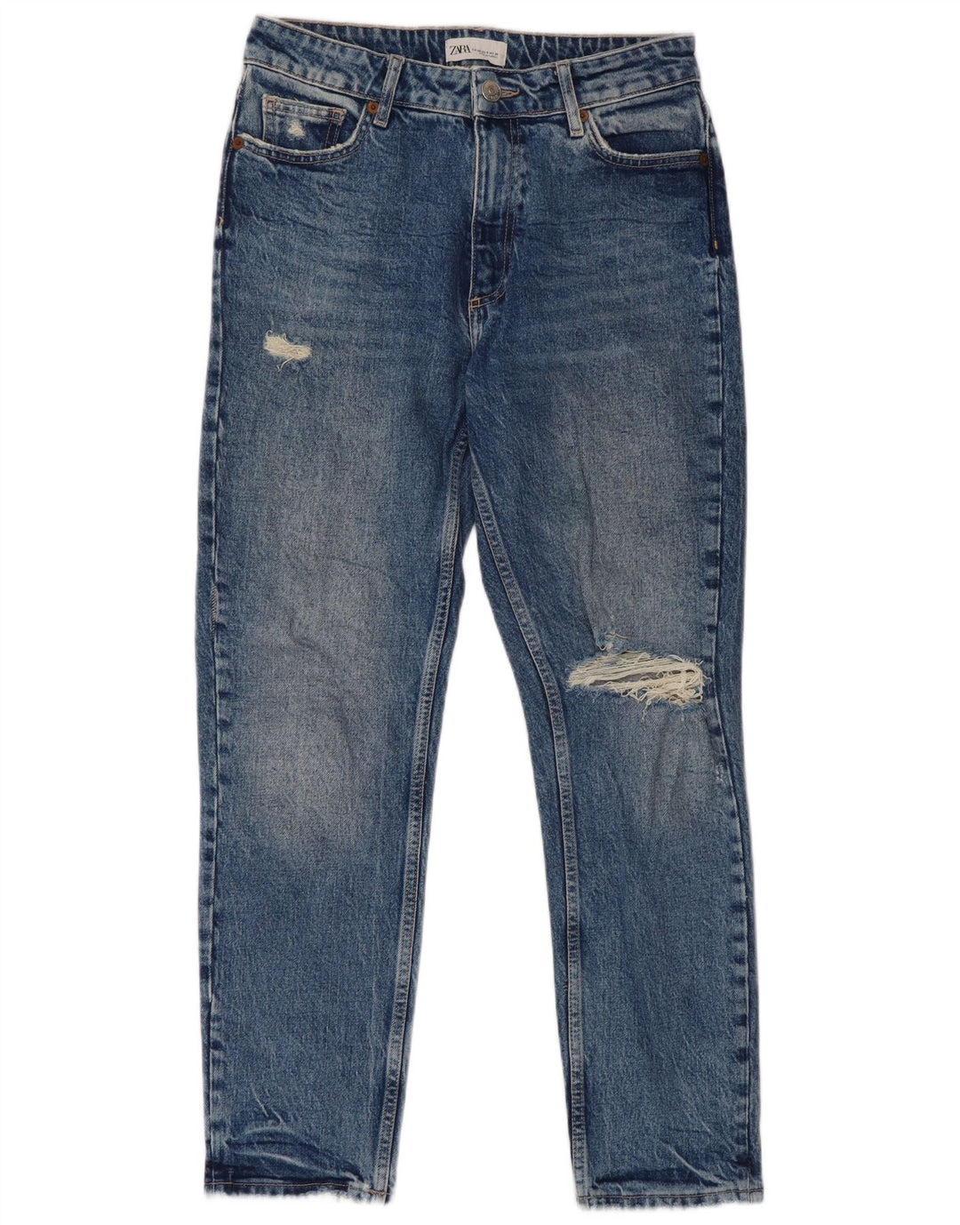 Zara Jeans Slim Desgastados para Mujer EU 40 Medium W30 L27 Azul
