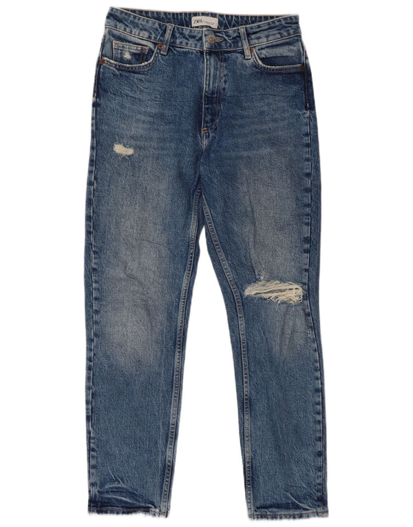 Zara Jeans Slim Desgastados para Mujer EU 40 Medium W30 L27 Azul