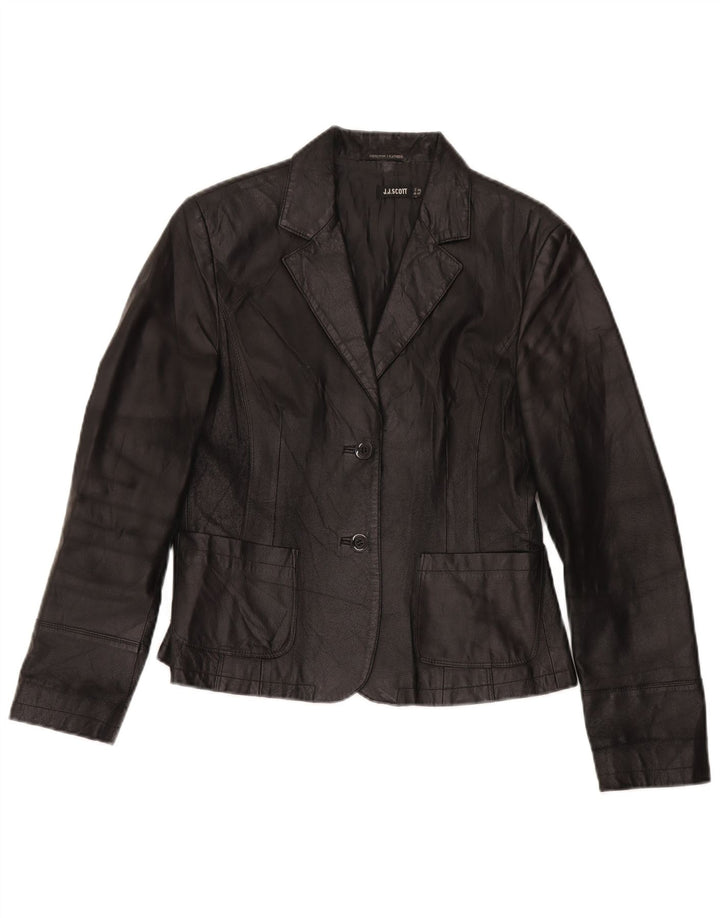 J.J.Scott Chaqueta Blazer de Cuero con 2 Botones para Mujer IT 46 Grande Negro