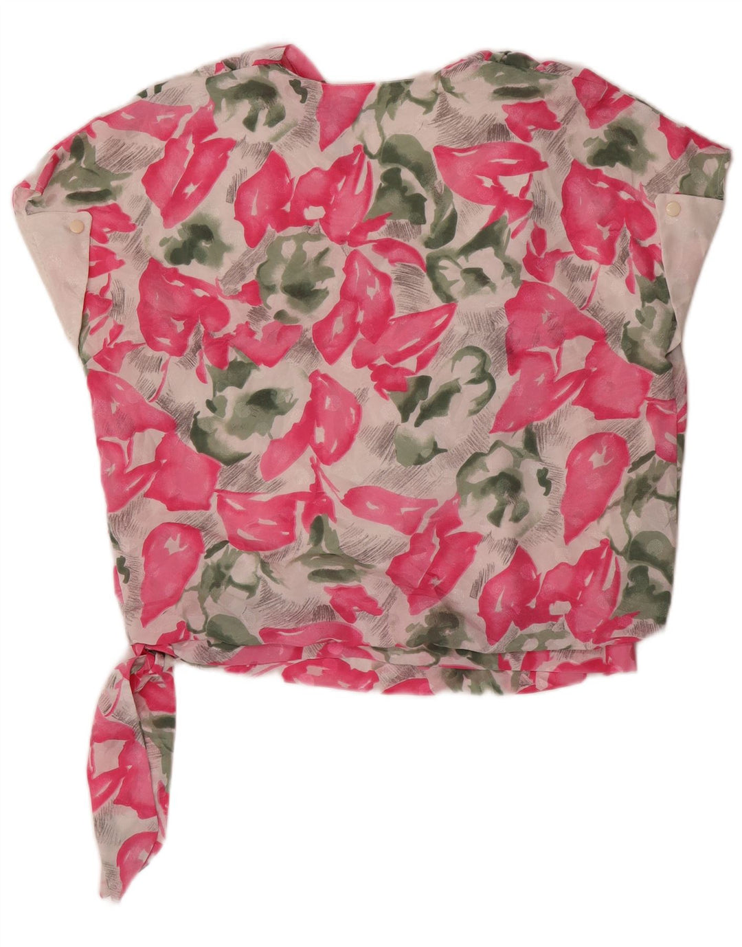 VINTAGE Blusa de mujer Top IT 42 Seda floral rosa medio