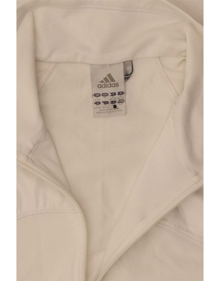 Adidas Mujer Clima 365 Chándal Top Chaqueta Reino Unido 8/10 Pequeño Blanco Poliéster