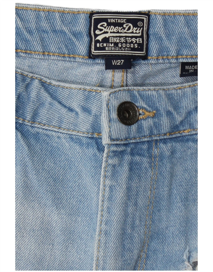 SUPERDRY Shorts vaqueros con estampado desgastado para mujer W27 Small Blue Cotton