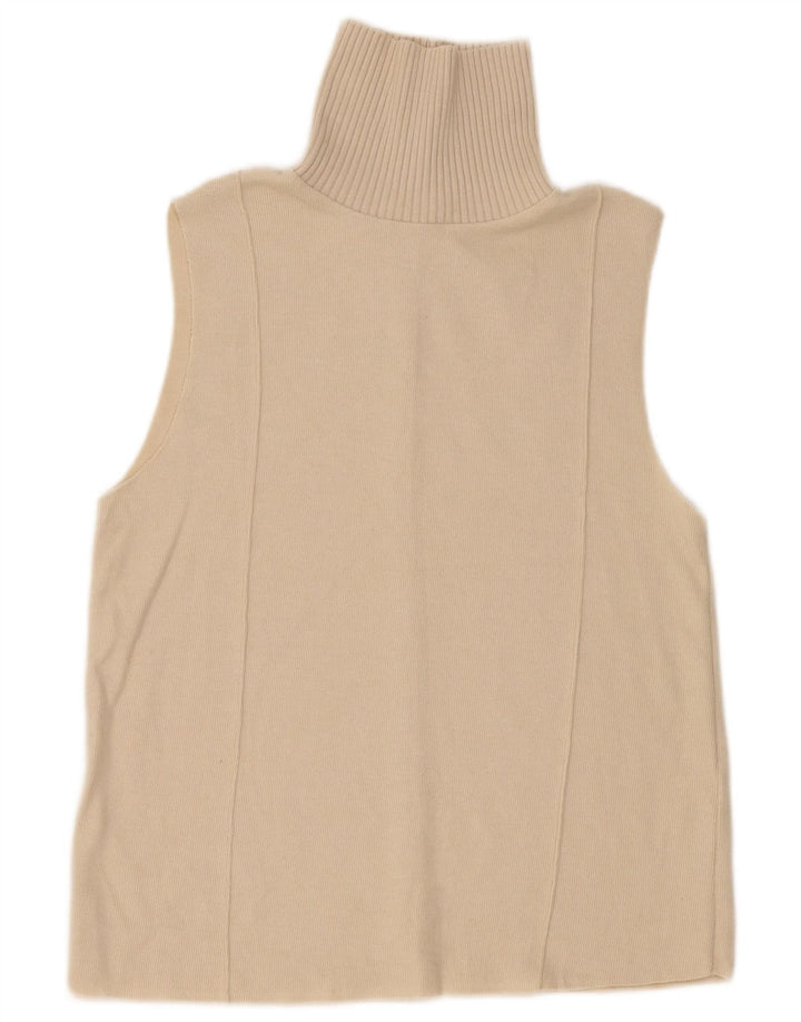 Zara Mujer Chaleco Tank Top UK 44 Medio Beige Poliéster